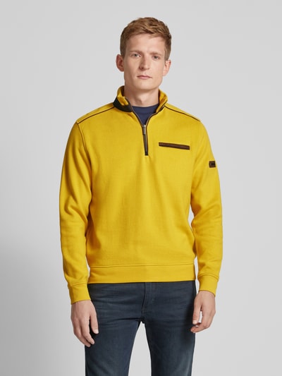 bugatti Sweatshirt met opstaande kraag Geel - 4