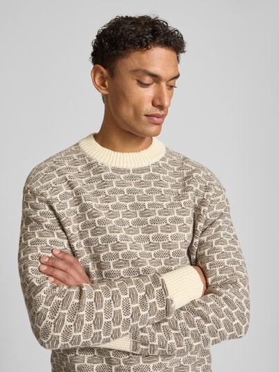 SELECTED HOMME Relaxed fit gebreide pullover van wolmix, model 'KEITH' Offwhite - 3