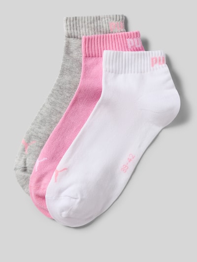 Produktfoto, Damen Sneakersocken im 3er-Pack von PUMA aus Baumwoll-Mix mit Stretch-Anteil, körpernahe Passform, Logo, farbig sortiert