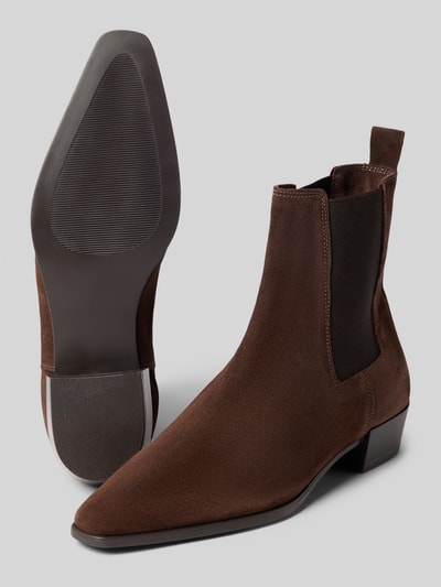 Produktfoto, Stiefeletten aus echtem Leder von Copenhagen in Braun mit Blockabsatz, strukturierter Sohle und abgerundeter Passform, Damen Stiefeletten