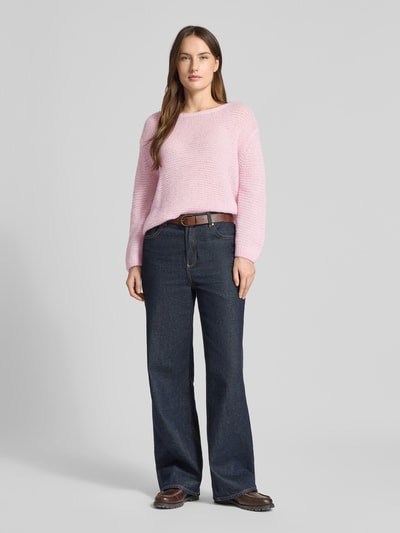 Luisa Cerano Regular Fit Pullover mit Alpaka-Anteil in Strick-Optik Pink 1