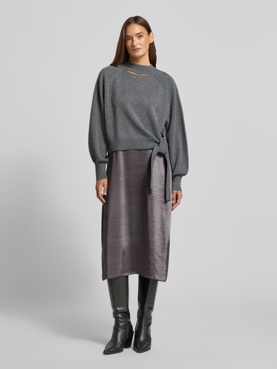 BOSS Körpernahes Freizeitkleid aus Schurwoll-Kaschmir-Mix Modell 'FIALINA' Dunkelgrau Melange 4
