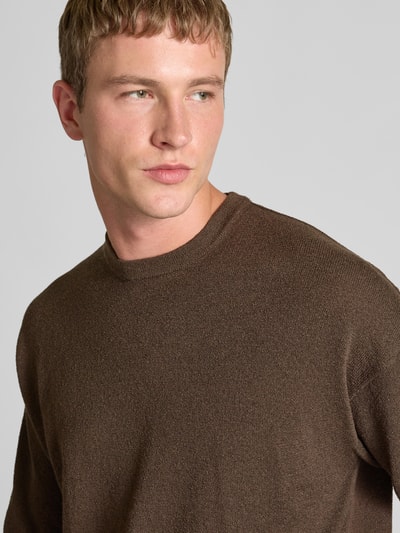 Only & Sons Regular fit gebreide pullover met katoen, model 'JOB' Donkerbruin - 3