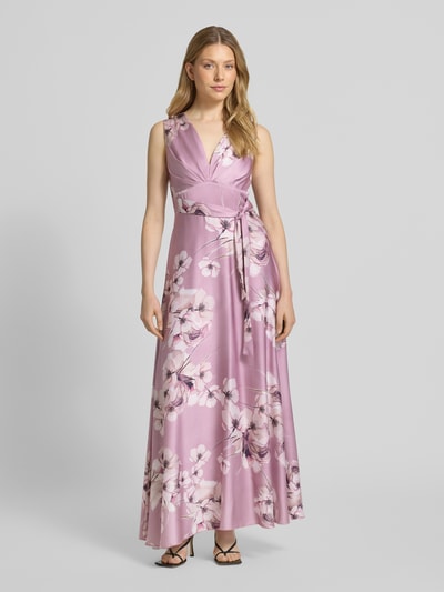 Rinascimento Sukienka wieczorowa z kwiatowym nadrukiem na całej powierzchni Brudnoróżowy 4