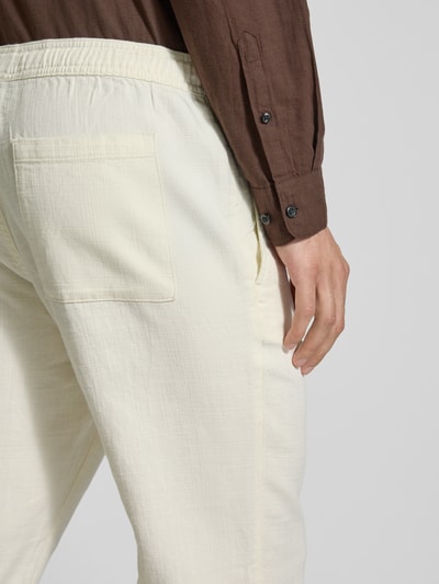 JAKE*S STUDIO MEN Straight Leg Stoffhose mit Strukturmuster Offwhite 3