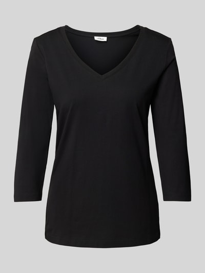 s.Oliver RED LABEL Regular Fit 3/4-Shirt aus Baumwoll-Mix-Jersey mit V-Ausschnitt Black 1