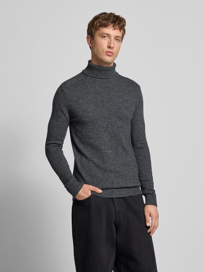 Blend Gebreide coltrui, model 'BRANKO' Donkergrijs gemêleerd - 4