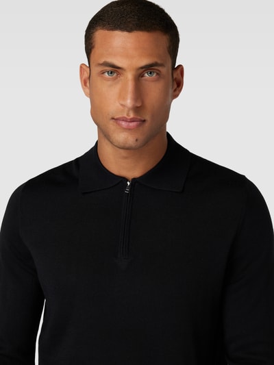 Christian Berg Men Gebreide pullover met korte ritssluiting Zwart - 3