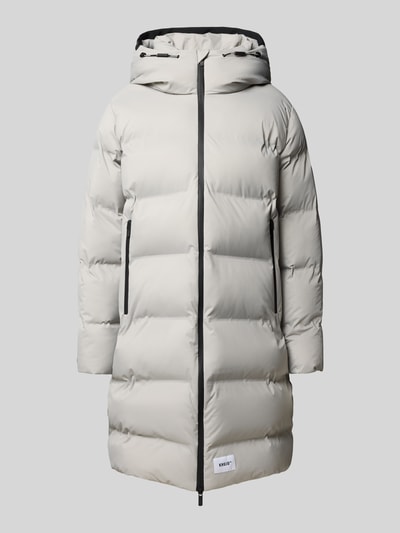 khujo Gewatteerde lange jas met labelpatch, model 'Caius' Lichtgrijs - 2