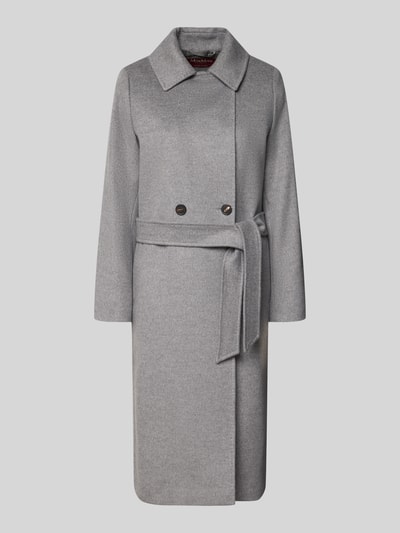 Max Mara Studio lange wollen jas met strikceintuur model 'BCOLLAG' Middengrijs - 1