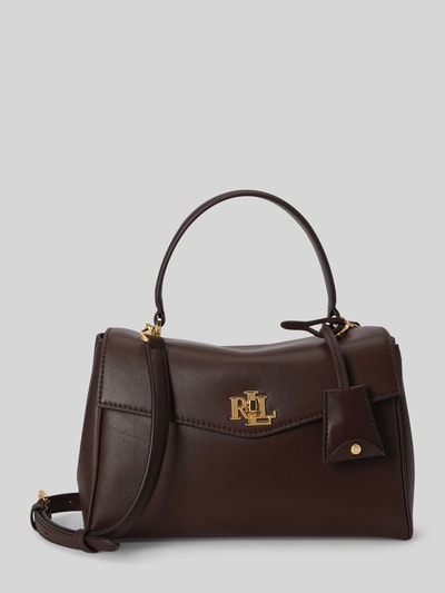 Lauren Ralph Lauren Torba na ramię z naturalnej skóry z odpinanym paskiem na ramię Ciemnobrązowy 2