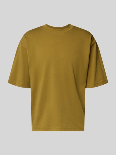Produktfoto, Relaxed Fit T-Shirt mit Rundhalsausschnitt von JAKE*S STUDIO MEN, męski t-shirt z bawełny, krój relaxed fit, okrągły dekolt, krótki rękaw, długość tyłu w rozmiarze M: 67 cm, gładka tekstura, kolor oliwkowy