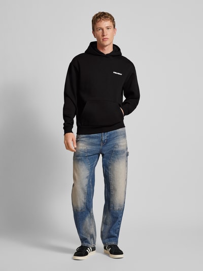 REVIEW Hoodie mit Label-Print Black 1