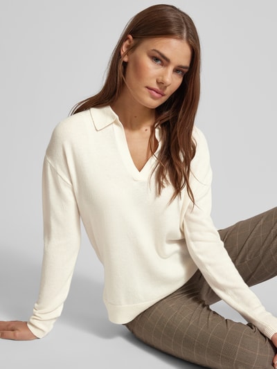 Brax Gebreide pullover met labeldetail, model 'LILLIAN' Offwhite - 3