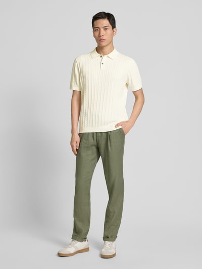 Christian Berg Men Poloshirt mit gerippten Abschlüssen Offwhite 1