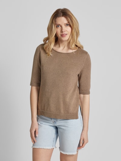 Marc O'Polo Gebreide pullover met 1/2-mouwen in effen design Middenbruin - 4