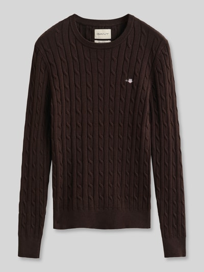 GANT Regular Fit Pullover aus Baumwoll-Mix mit Logo-Stitching Mittelbraun 2