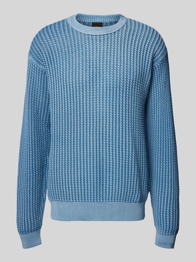 BOSS Orange Strickpullover mit Rundhalsausschnitt Modell 'Agolan' Hellblau 2