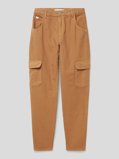 Calvin Klein Jeans Cargobroek met labelpatch, model 'BARREL' Camel - 1