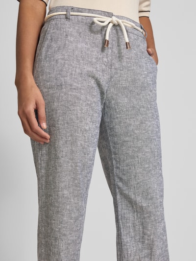 Christian Berg Woman Stoffen broek van linnenmix met strikceintuur Donkerblauw gemêleerd - 3