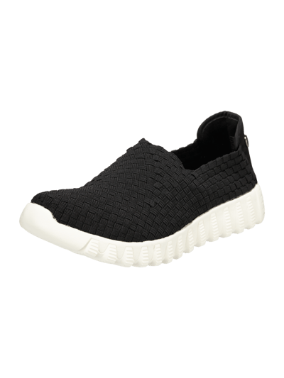 Bernie Mev Slip on sneaker Zip Fly met profielzool in zwart