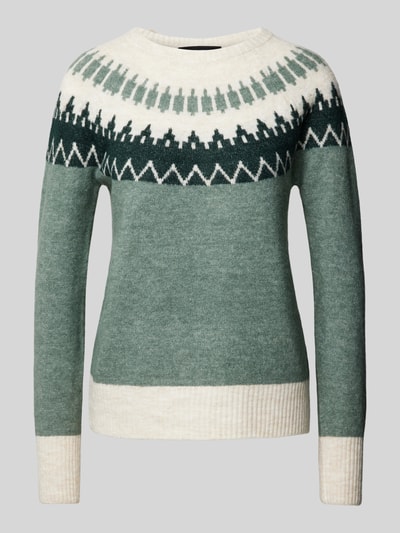 Vero Moda Sweter z norweskim wzorem model ‘SIMONE’ Trzcinowy 1