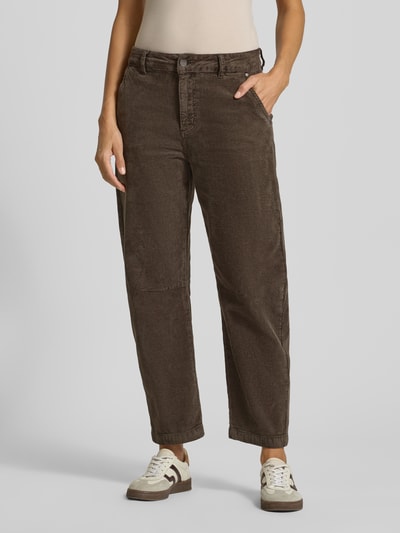 Buena Vista Spodnie sztruksowe o kroju barrel fit z wpuszczanymi kieszeniami Orzechowy 4