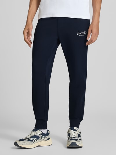 JACK & JONES sweatpants met labelprint model 'GORDON' Donkerblauw - 4