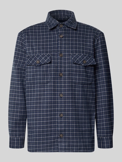 Christian Berg Men Regular Fit Overshirt mit Karo-Muster Marine 2