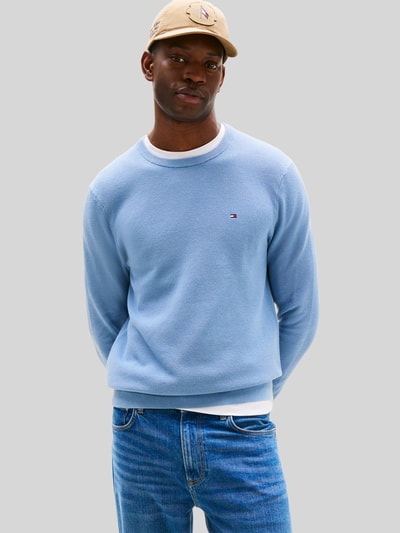 Tommy Hilfiger Regular Fit Strickpullover aus reiner Baumwolle Hellblau 4