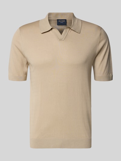 Produktfoto, Slim Fit Poloshirt aus Lyocell-Baumwoll-Mix von OLYMP Level Five, beżowy kolor, kołnierzyk polo, krótki rękaw, długość tyłu 68 cm w rozmiarze M