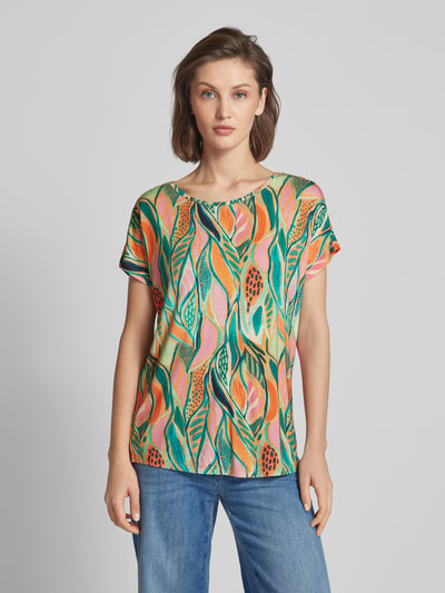 Christian Berg Woman T-shirt met all-over motief van een mix van viscose en elastaan Donkeroranje - 4