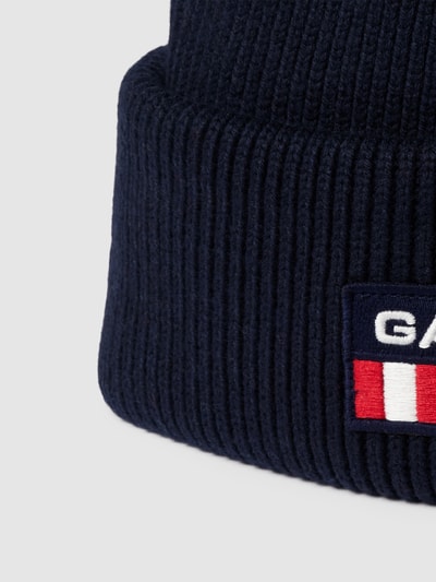 Gant Beanie met labelstitching, model 'RETRO' Marineblauw - 2