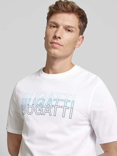 bugatti T-Shirt mit Label-Print Weiss 3