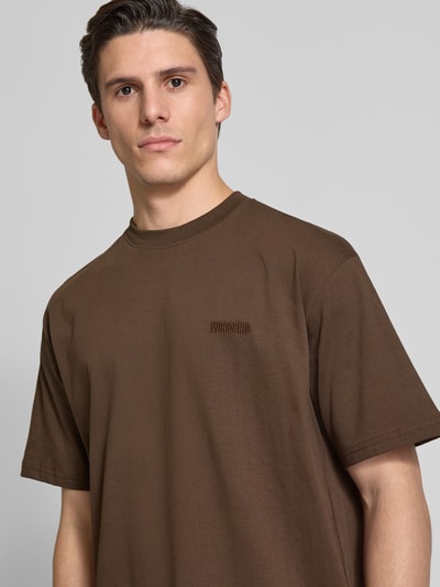 WOODBIRD Oversized T-Shirt mit Label-Stitching Hellbraun 3