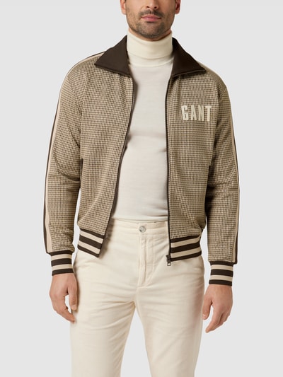 Gant Sweatjack met pied-de-poule-motief Lichtbruin - 4