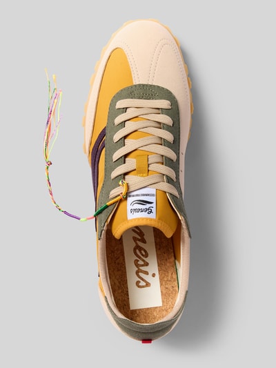 Produktfoto, Sneaker mit Logo-Detail Modell 'G-Sprint' van Genesis, heren sneakers met geprofileerde zool, afgeronde pasvorm, vetersluiting, hakhoogte maat 44: 2 cm, schachthoogte maat 44: 10 cm, schachtbreedte maat 44: 7 cm, multicolor met suède en gladde texturen