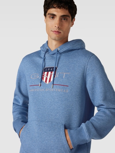 Gant Hoodie met labelstitching, model 'ARCHIVE SHIELD' Oceaanblauw gemêleerd - 3