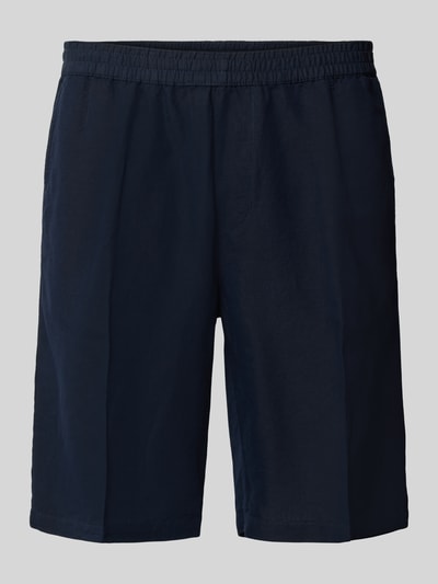Produktfoto, Straight Fit Shorts aus Leinen-Mix von Filippa K in Dunkelblau mit Bügelfalten, elastischem Bund, Taschen und glatter Textur.