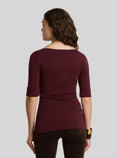 Lauren Ralph Lauren Slim fit t-shirt van katoenmix model 'JUDY' Bordeaux - 5