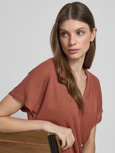 Soyaconcept Regular Fit T-Shirt mit V-Ausschnitt Modell 'DELIA' Rostrot 3