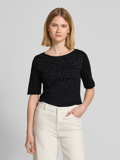 Christian Berg Woman T-shirt met siersteentjes en ronde hals Zwart - 4