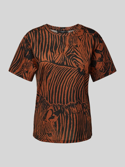 Weekend Max Mara T-shirt met all-over motief, model 'ELOISA' Cognac - 2