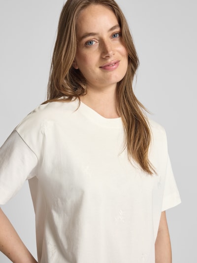 Vila T-Shirt mit geripptem Rundhalsausschnitt Modell 'MONIE' Weiss 3