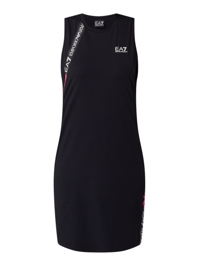 EA7 Emporio Armani Sukienka koszulowa z paskami z logo  Czarny 2