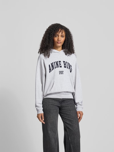 Anine Bing Oversized Hoodie mit Logo-Print Hellgrau Melange 4