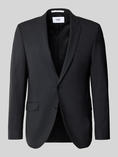 Produktfoto, schwarzes Slim Fit 2-Knopf-Sakko mit Pattentaschen Modell 'Allan' von DIGEL, Material-Mix mit Schurwoll-Anteil