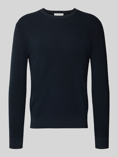 Tiger Of Sweden Gebreide pullover met ribboorden, model 'Connor' Donkerblauw - 2