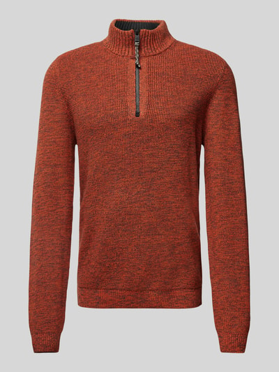 camel active Strickpullover mit gerippten Abschlüssen Dunkelrot 1