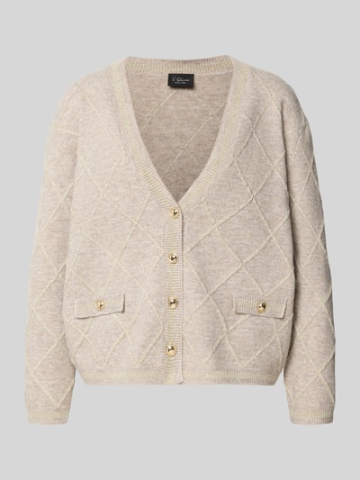 s.Oliver BLACK LABEL cardigan van wol met sierknopen Lichtgrijs - 1